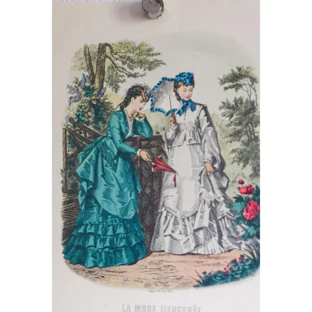 Antique French Fashion Plate Lot of 5, La Mode Illustrée 1870s, Anaïs Toudouze